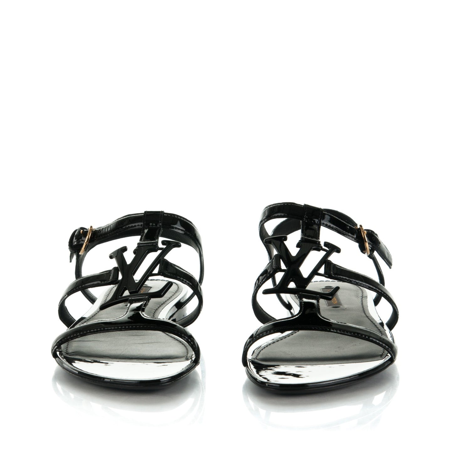 Patent Paradiso Flat Sandals 36 Black