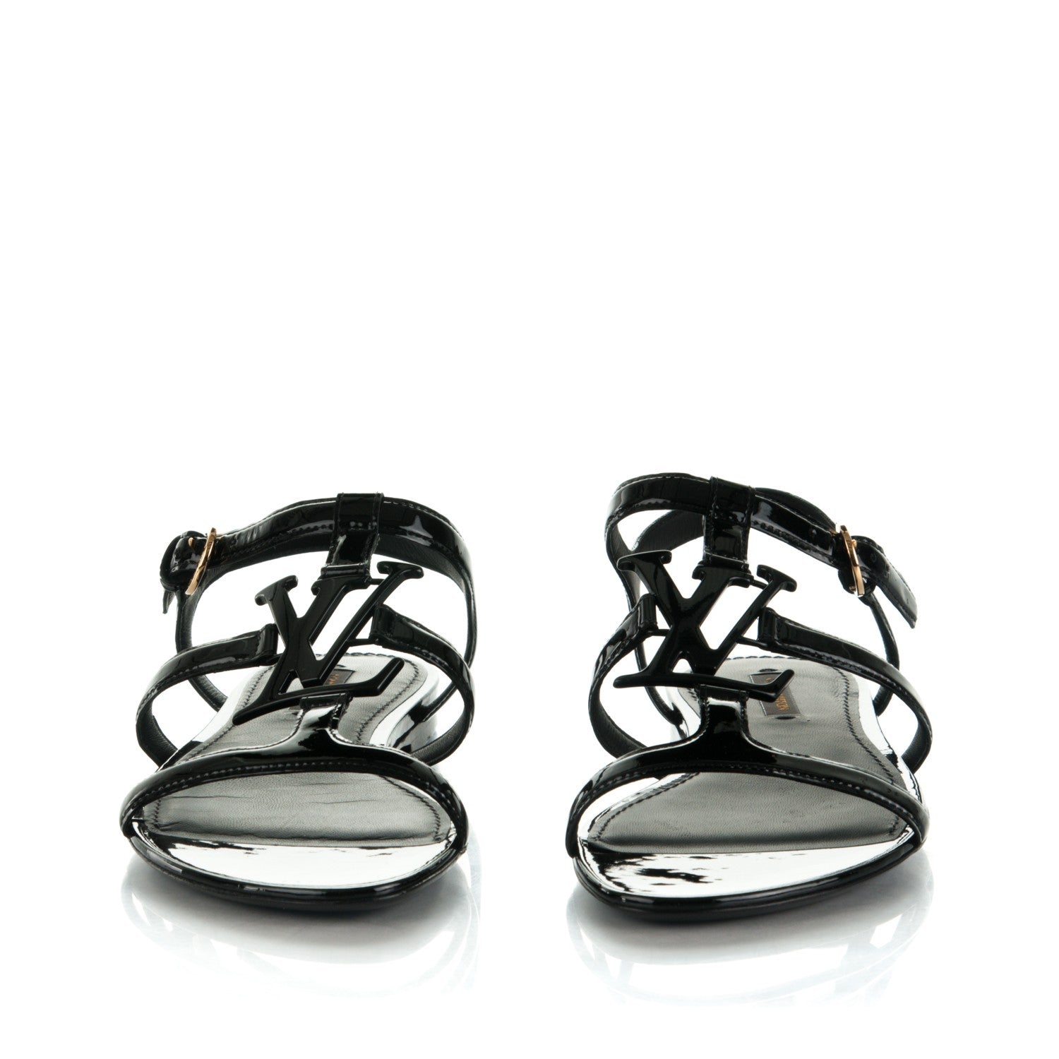 Louis Vuitton Patent Paradiso Flat Sandals 36 Black 2 of 8
