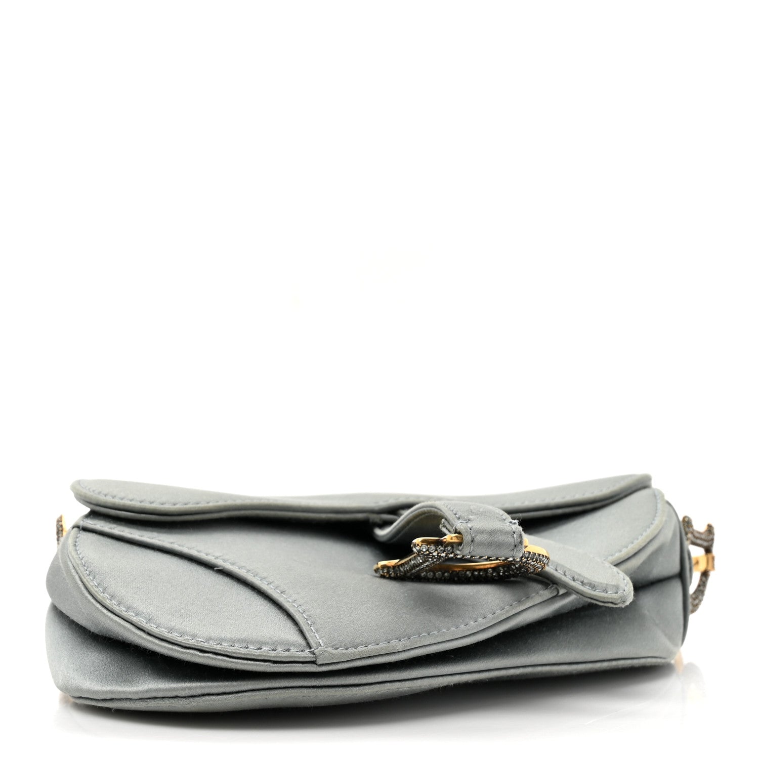 Christian Dior Satin Crystal Mini Saddle Bag Blue Gray 4 of 13