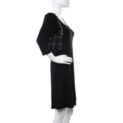 Chanel Cashmere Tweed Quilted Hobo Black Grey 2 of 11