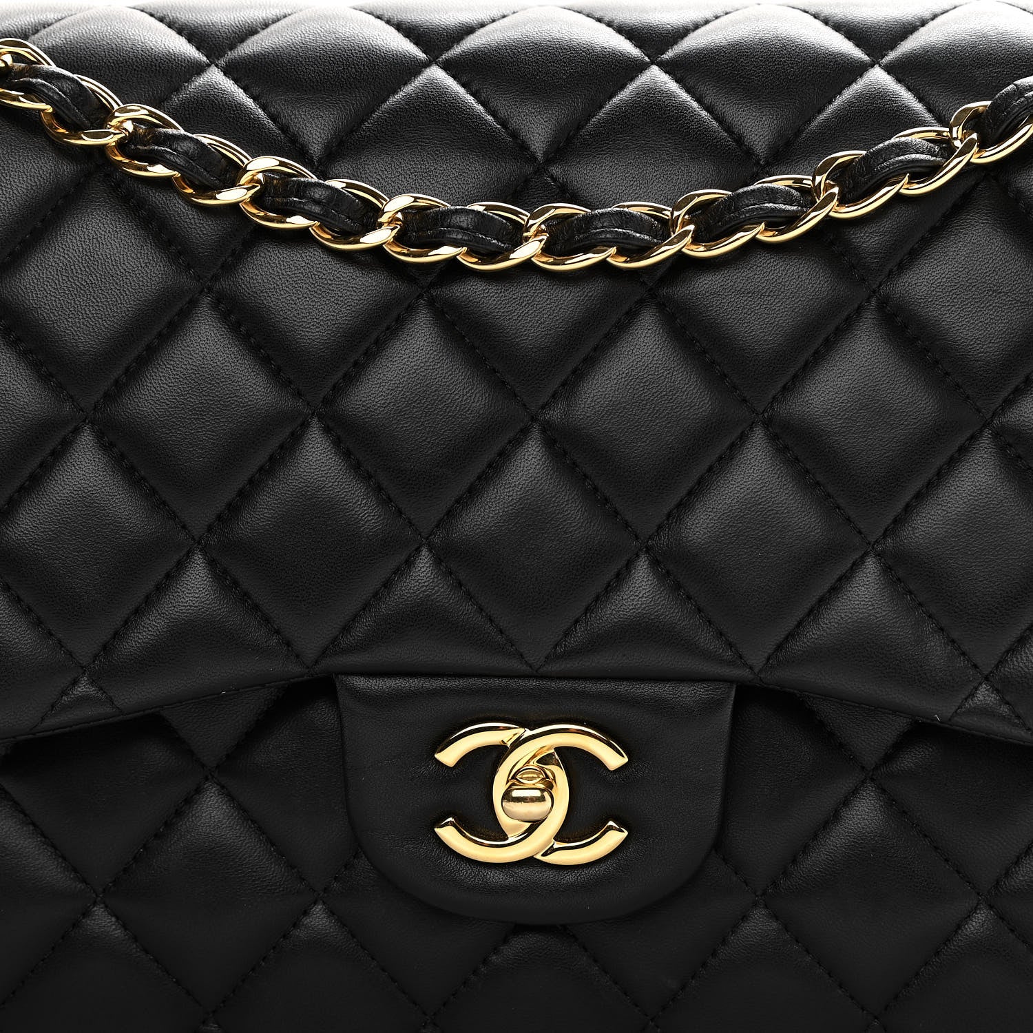 Chanel Lambskin Quilted Jumbo Double Flap Black 13 of 14