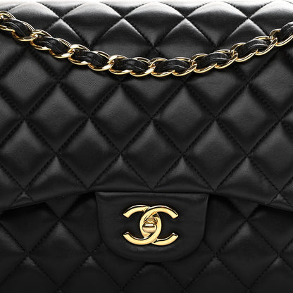Chanel Lambskin Quilted Jumbo Double Flap Black 13 of 14