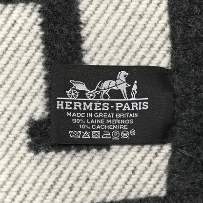 Hermes Wool Cashmere Avalon Signature Blanket Ecru Gris Fonce 3 of 3