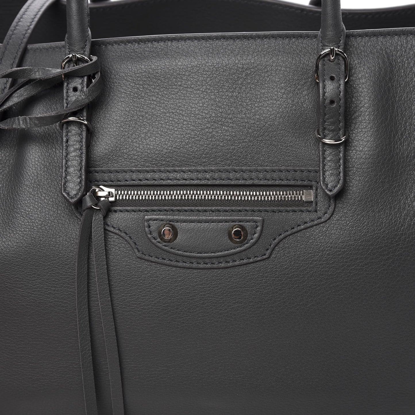 Veau Papier B4 Zip Around Tote Gris Fossile