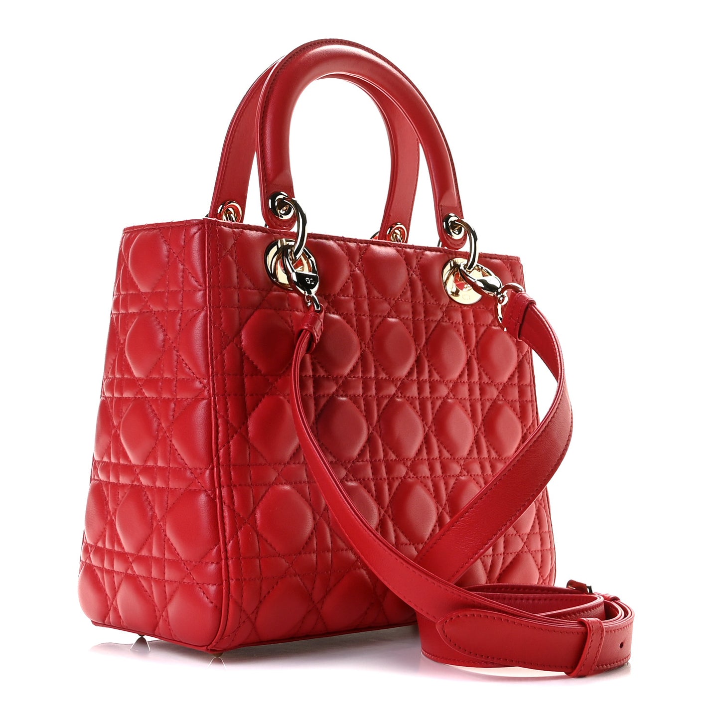Lambskin Cannage Medium Lady Dior Red