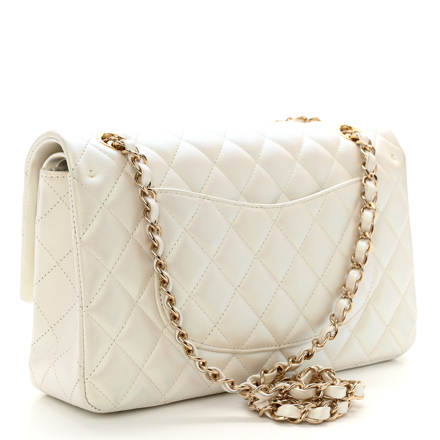 Chanel Iridescent Calfskin Quilted Medium Double Flap White 3 of 13