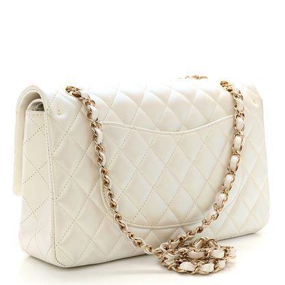 Chanel Iridescent Calfskin Quilted Medium Double Flap White 3 of 13