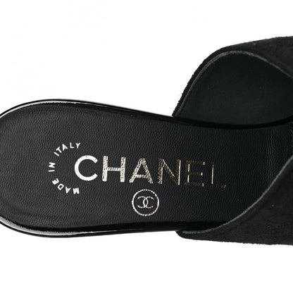 Chanel Suede Patent Calfskin Cap Toe Pearl Mule 35.5 Black 9 of 11