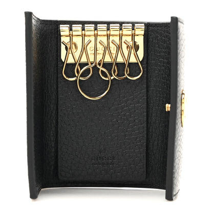 Gucci Dollar Calfskin GG Supreme Monogram GG Marmont 6 Key Holder Case Black Beige Ebony 5 of 8