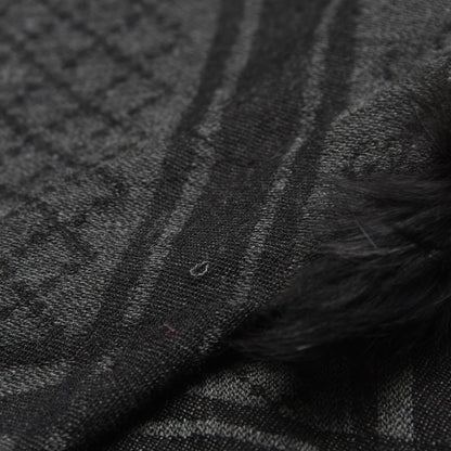 Gucci Wool Silk Fox Fur Monogram Shawl Scarf Black 4 of 8