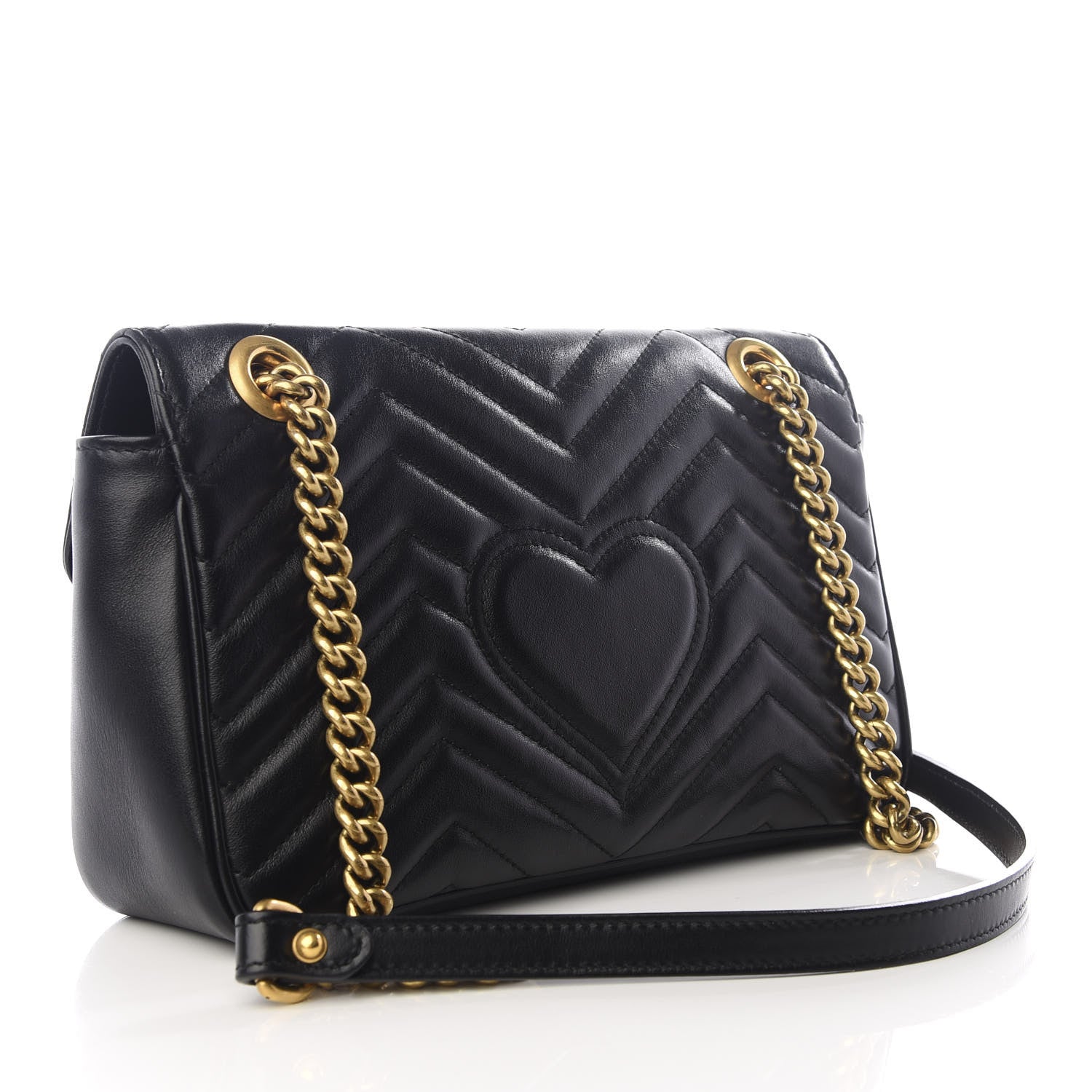 Gucci Calfskin Matelasse Small GG Marmont Shoulder Bag Black 2 of 8