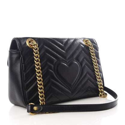 Gucci Calfskin Matelasse Small GG Marmont Shoulder Bag Black 2 of 8