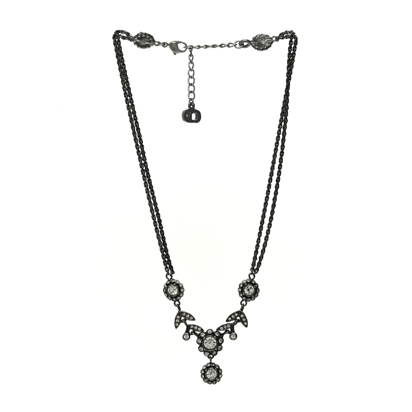 Crystal Flower Necklace Black