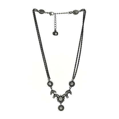 Christian Dior Crystal Flower Necklace Black 3 of 5