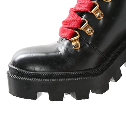 Gucci Magnum Calfskin Pearl Lace Up Combat Ankle Boots 38.5 Black 13 of 15