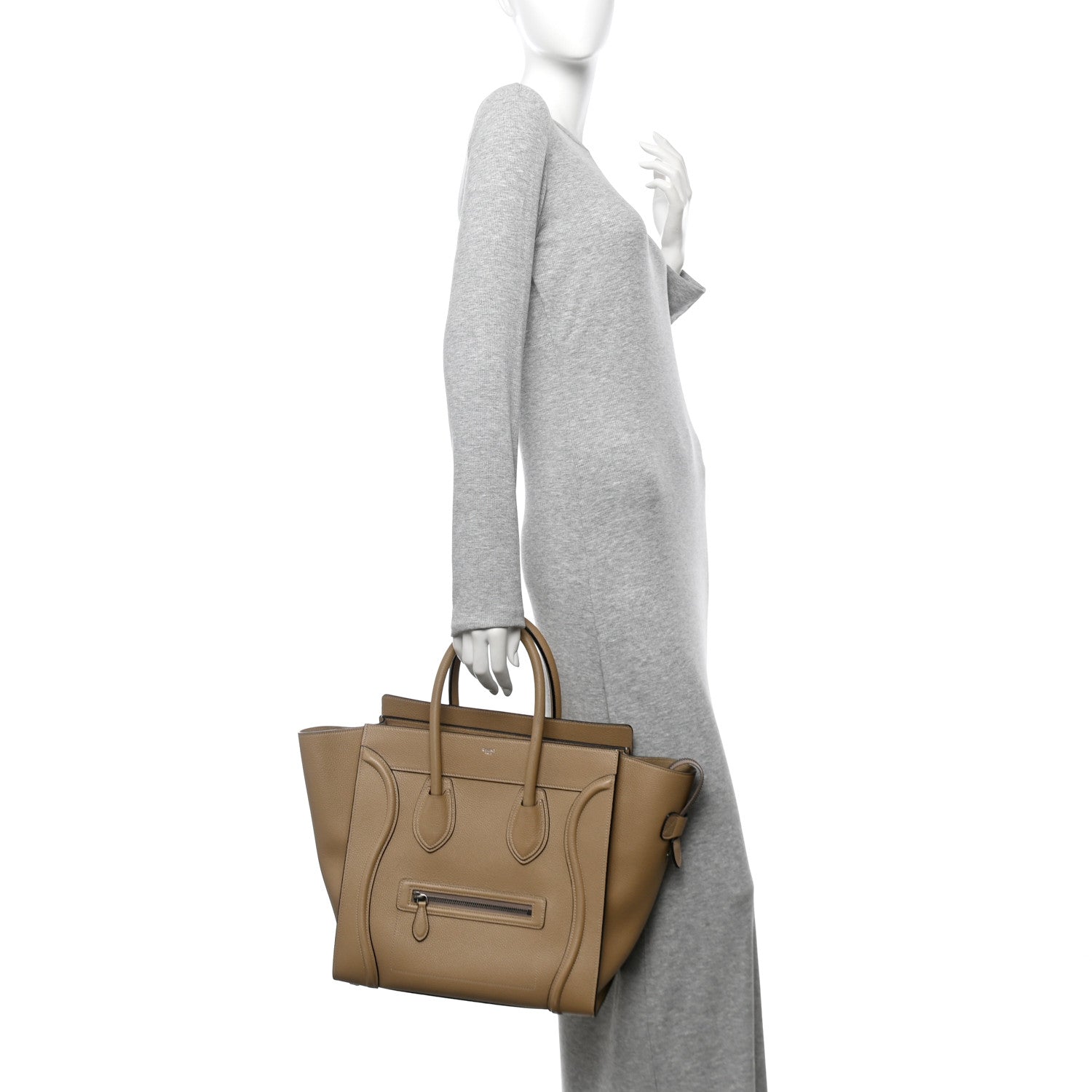 Celine Drummed Calfskin Mini Luggage Dune 2 of 11