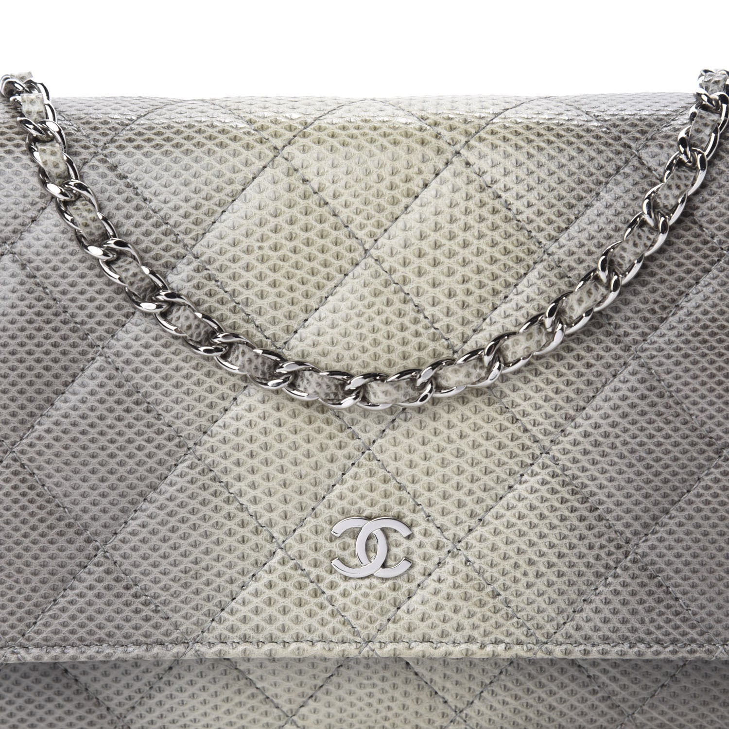 Chanel Lizard Ombre Wallet on Chain WOC Grey 16 of 16