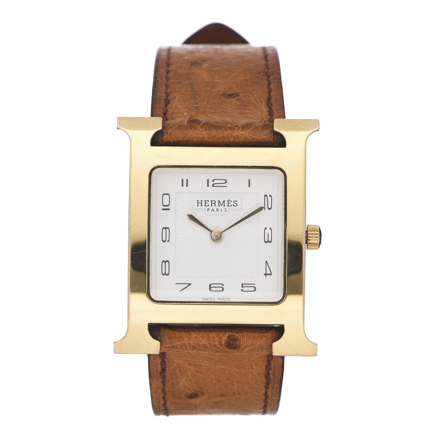 Stainless Steel Ostrich 26mm Heure H Hour Quartz Watch Brown