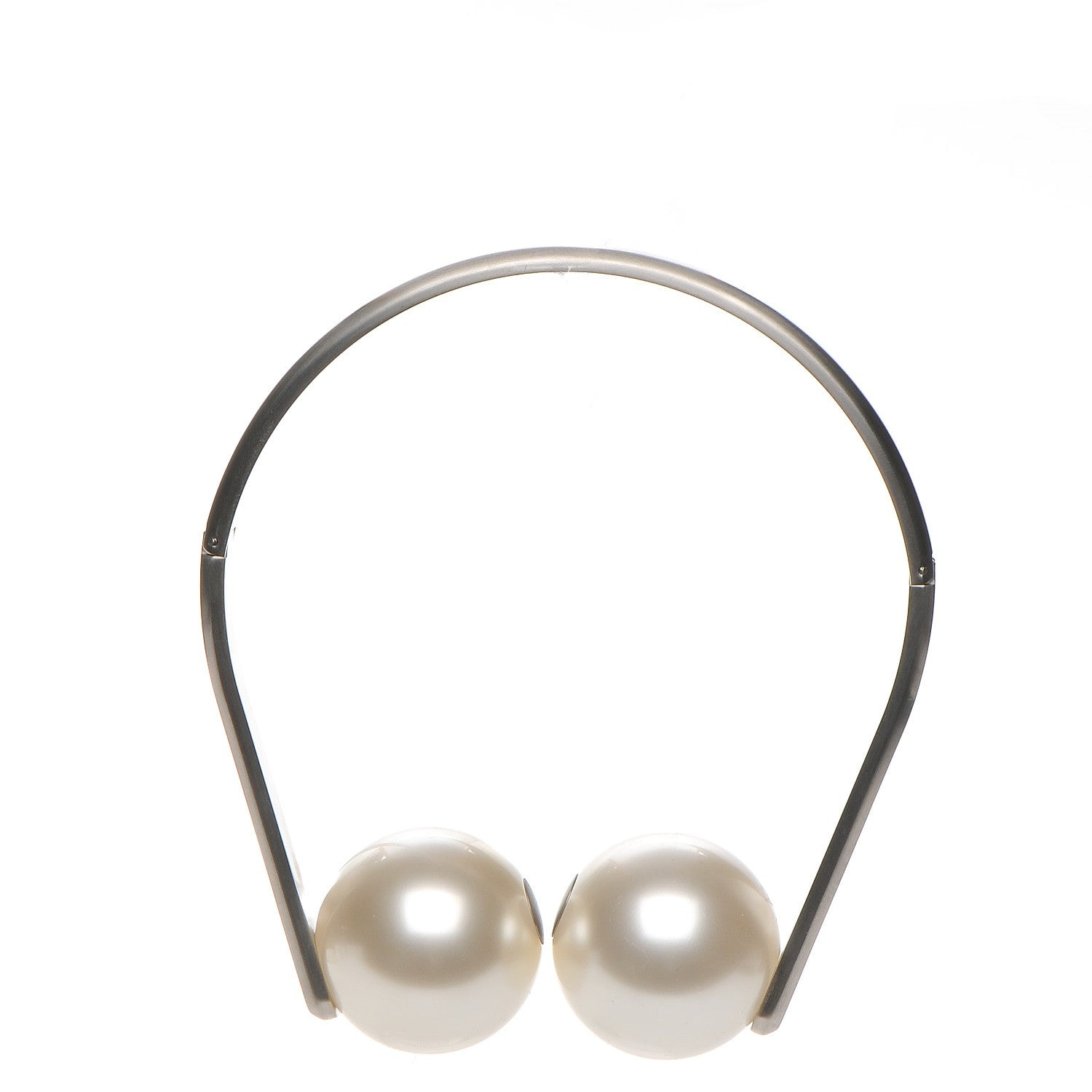 Chanel Giant Pearl Headphones Necklace Silver 1 of 8