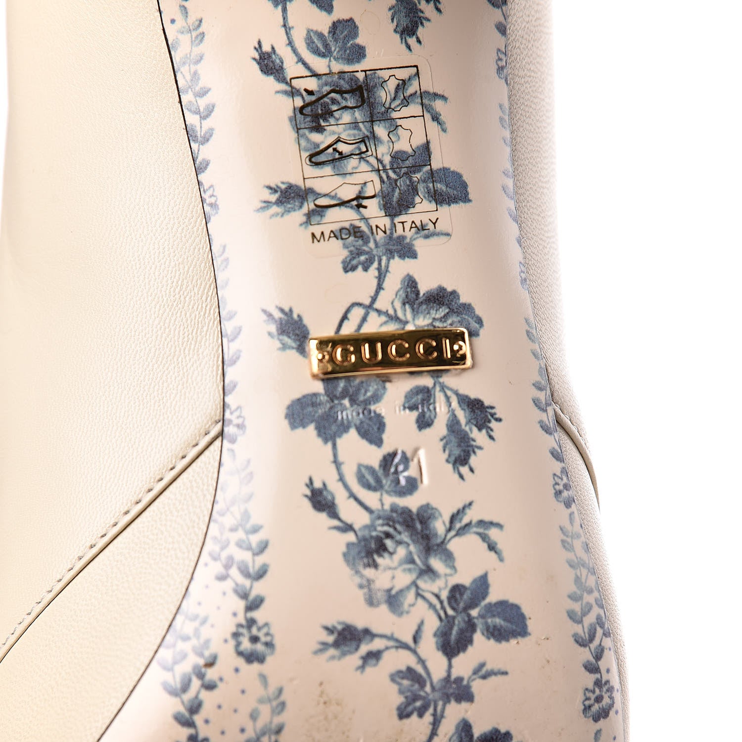 Gucci Malaga Kid GG Victoire 55mm Loafer Pumps 41 Vintage White 8 of 17