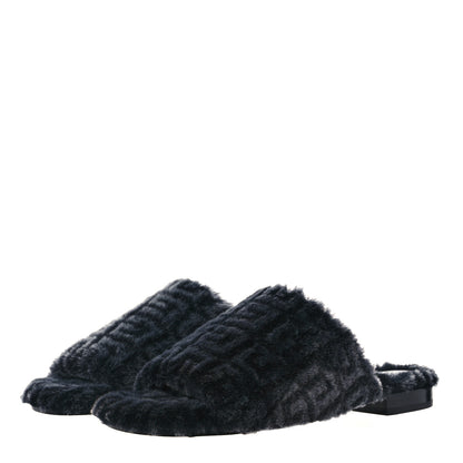 Givenchy Shearling 4G Logo Mule Slide Sandals 38.5 Black 3 of 8