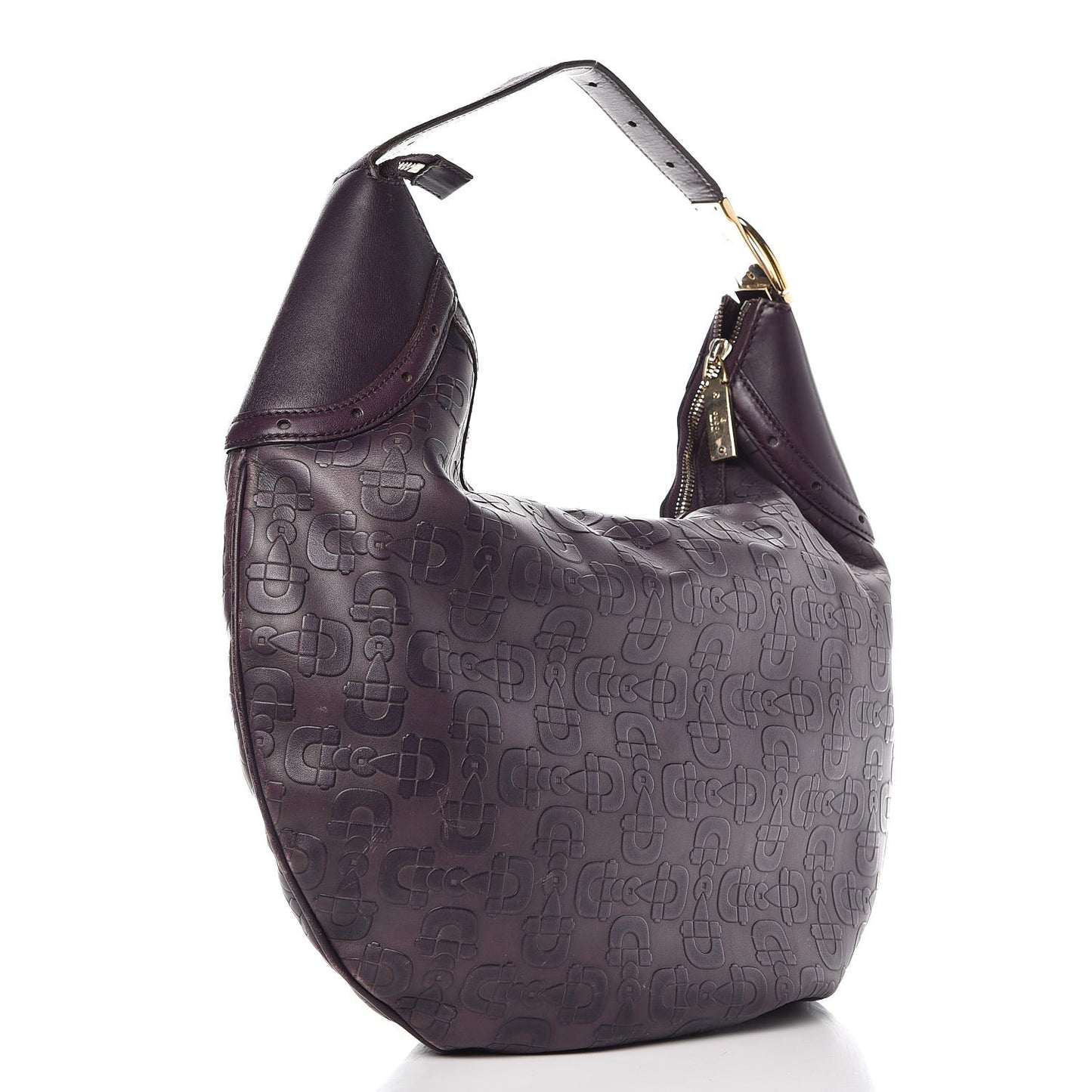 Calfskin Horsebit Embossed Glam Hobo Purple