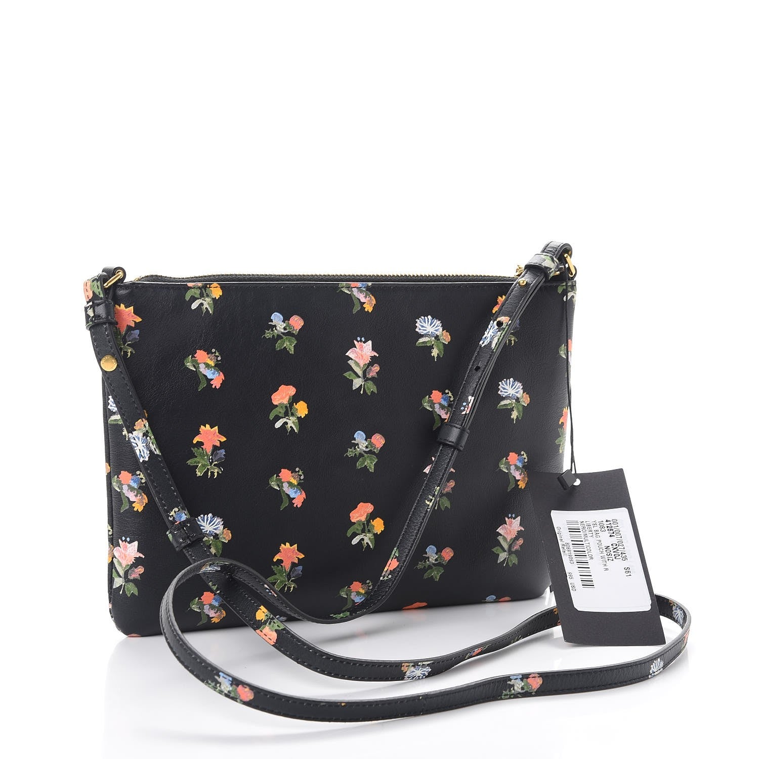 Saint Laurent Calfskin Flower Printed Small Monogram Crossbody Bag Black Multicolor 3 of 7