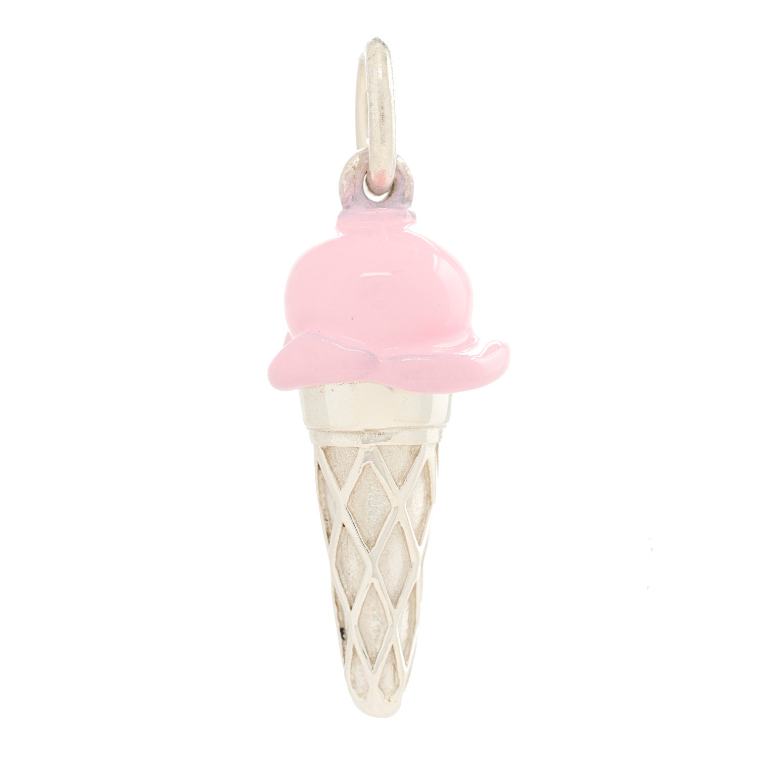 Tiffany Sterling Silver Enamel Ice Cream Cone Charm Pink 1 of 3