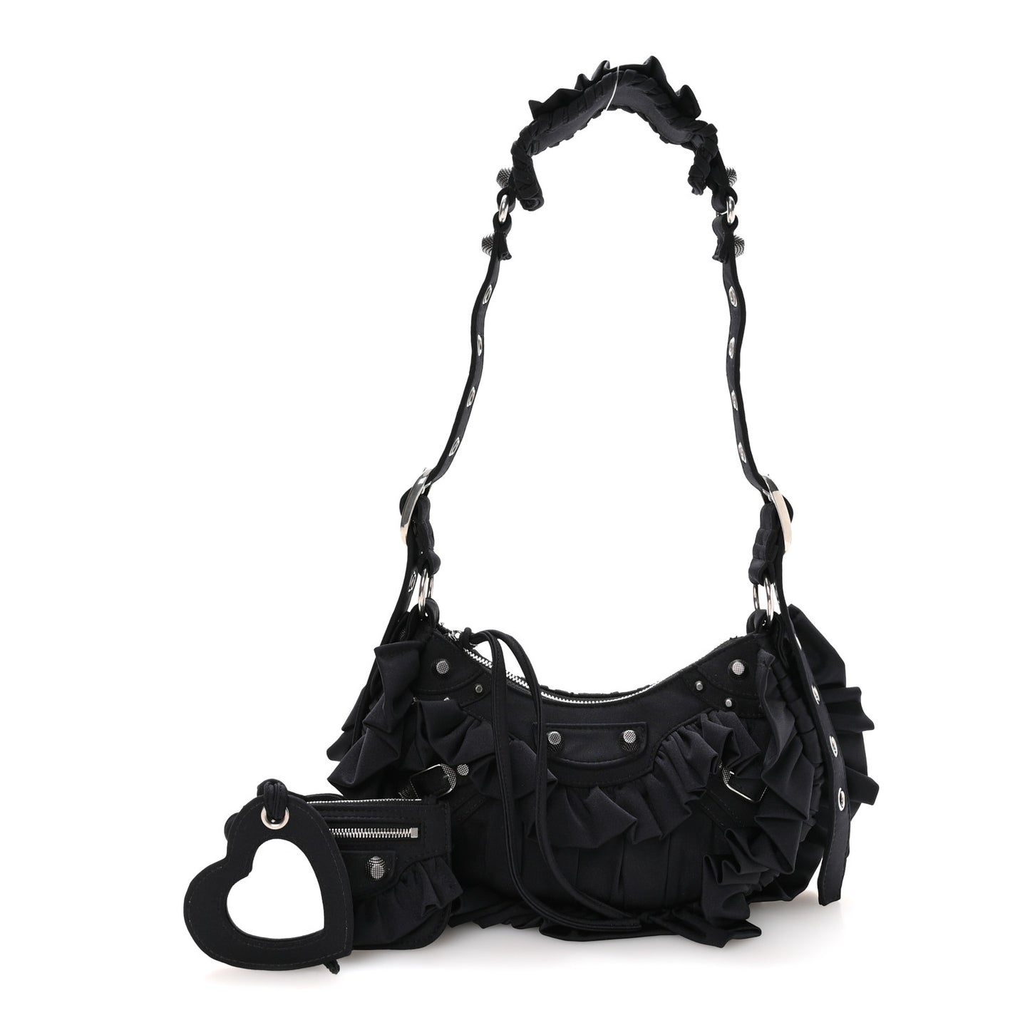Ruffled Jersey Le Cagole Shoulder Bag XS Black
