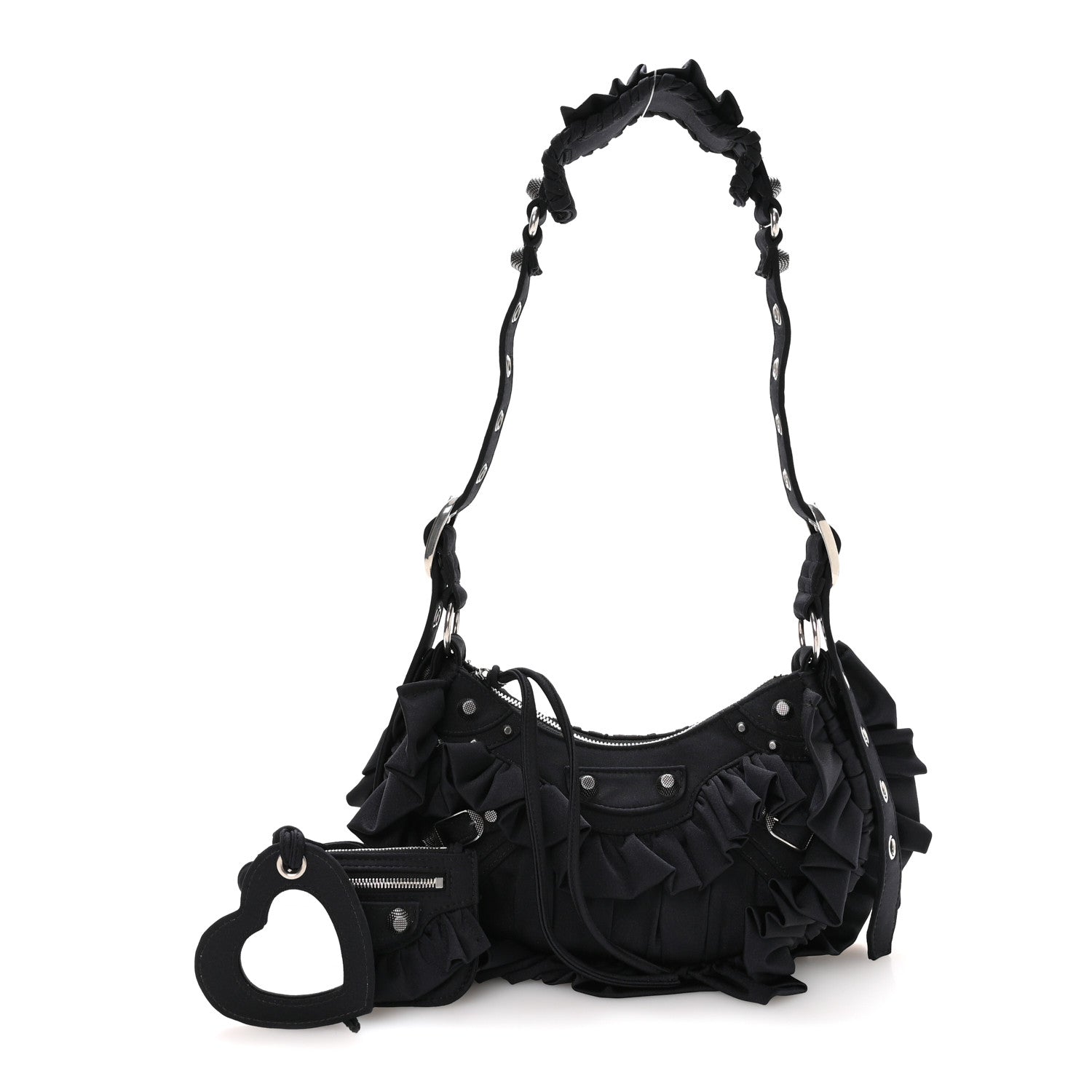 Balenciaga Ruffled Jersey Le Cagole Shoulder Bag XS Black 3 of 11