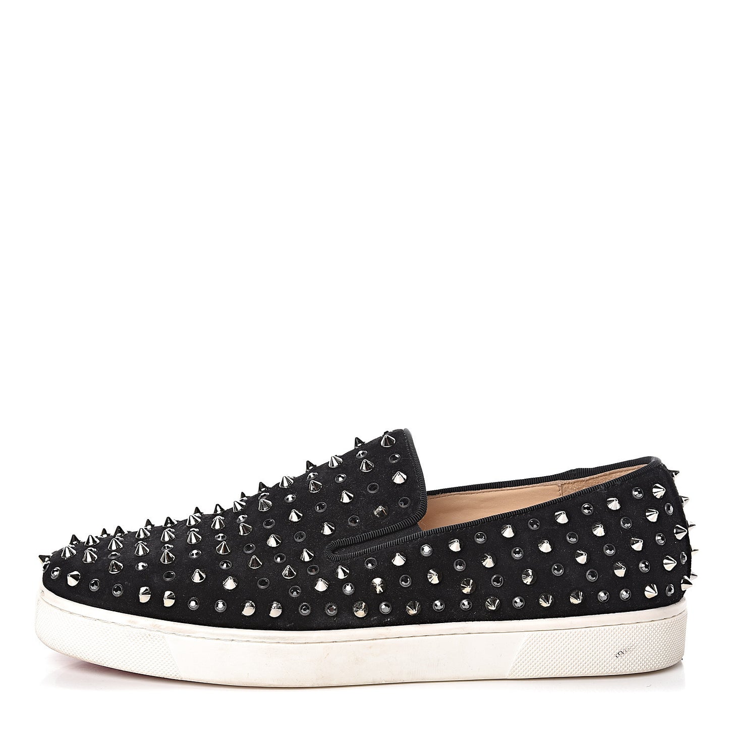 Veau Velours Studded Womens Slip On Sneakers 40.5 Black