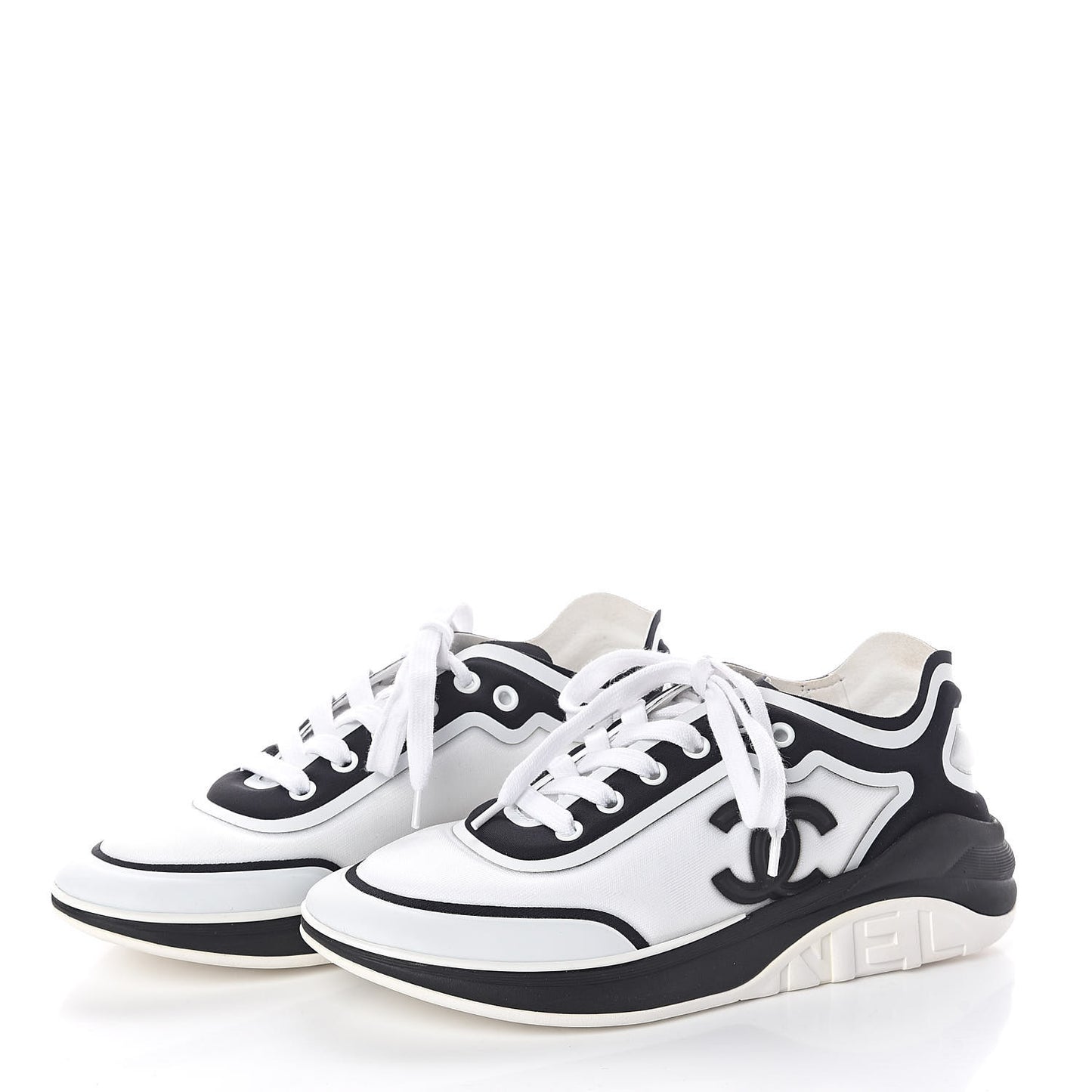 Suede Calfskin Stretch Fabric CC Sneakers 37 White