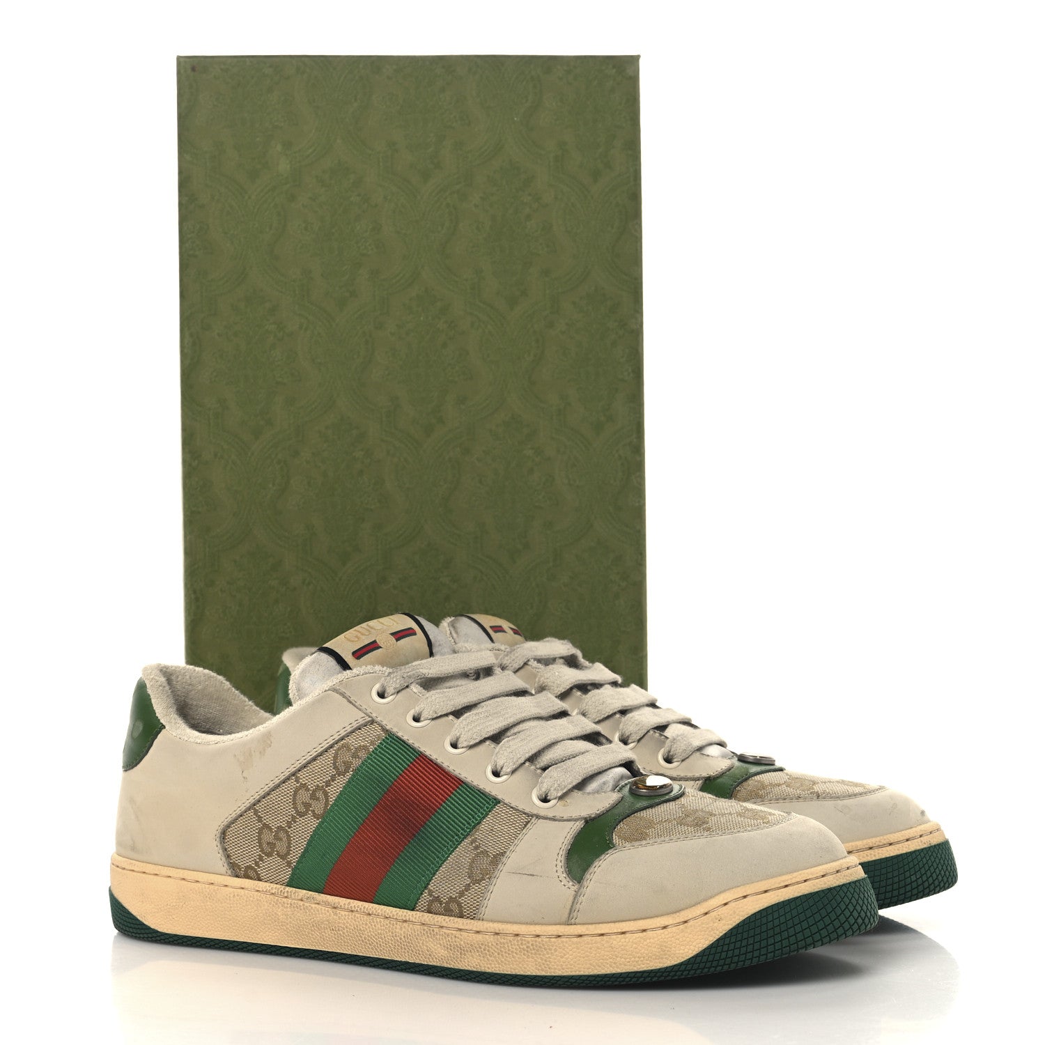 Gucci GG Monogram Nubuck Web Mens Screener Sneakers 9.5 New Sand Dusty Milk Vintage Green 12 of 12