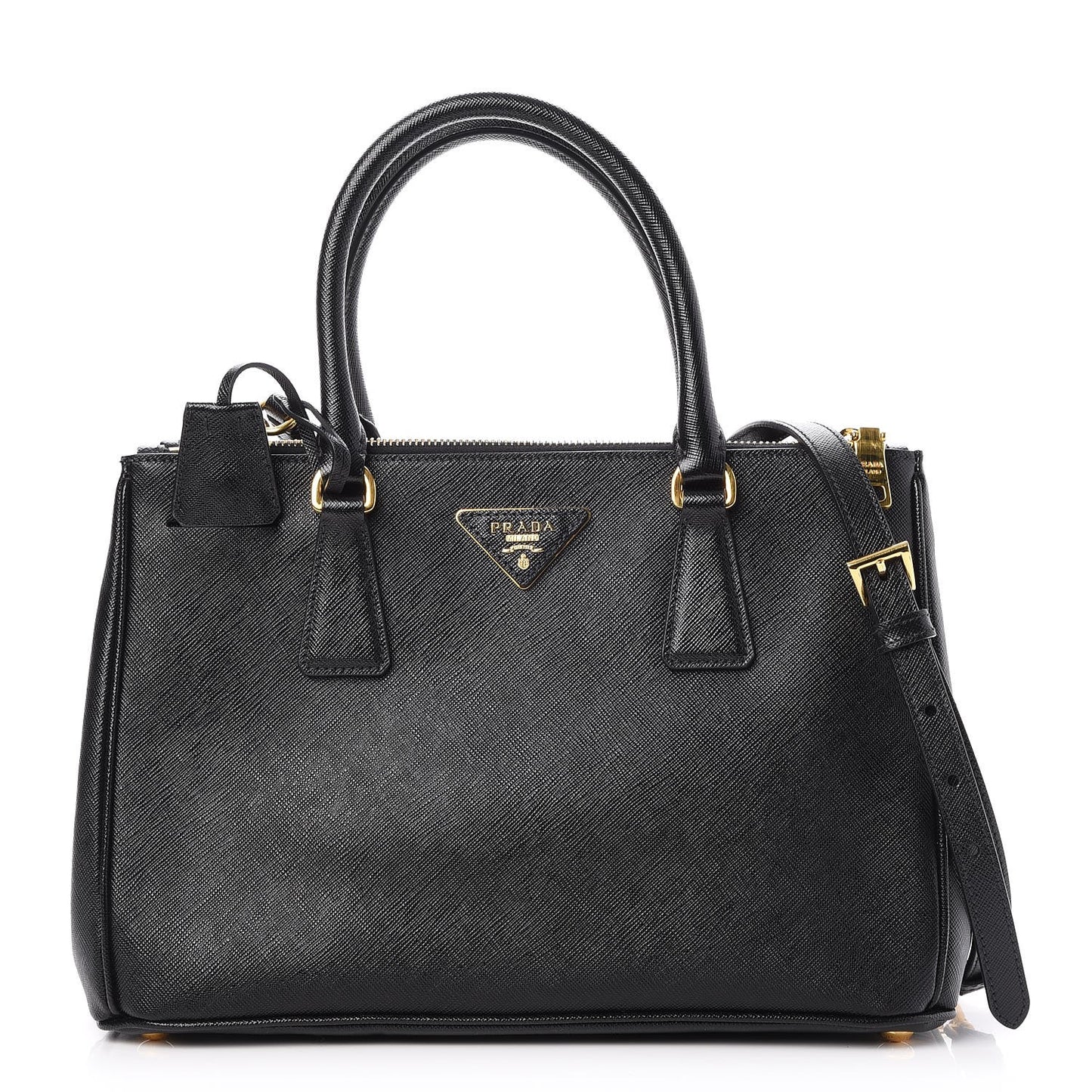Saffiano Small Galleria Double Zip Tote Black