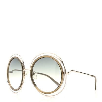 Chloe Oversized Round Carlina Sunglasses CE120S Gold Khaki 1 of 7