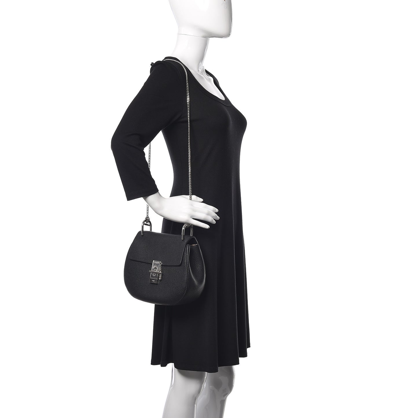 Grained Lambskin Drew Shoulder Bag Black