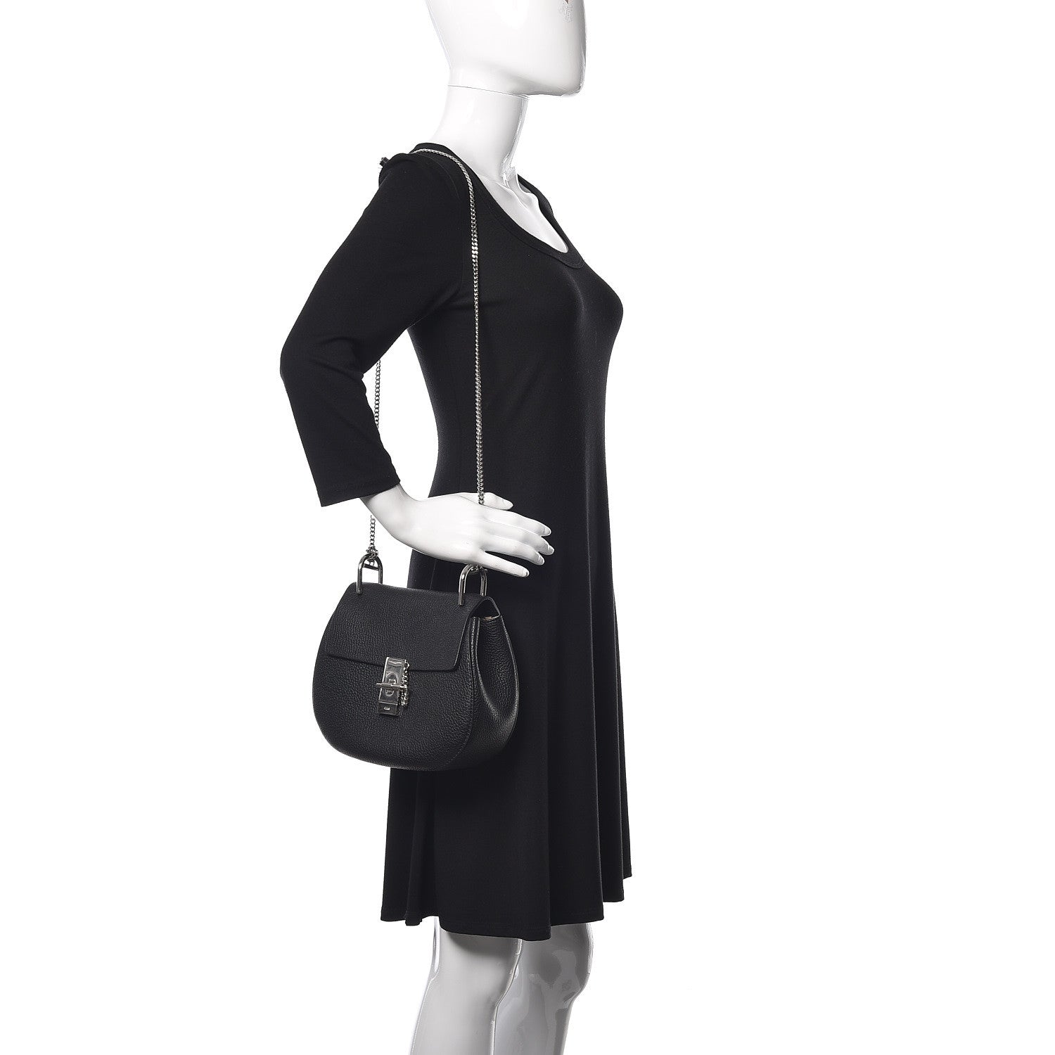 Chloe Grained Lambskin Drew Shoulder Bag Black 2 of 8