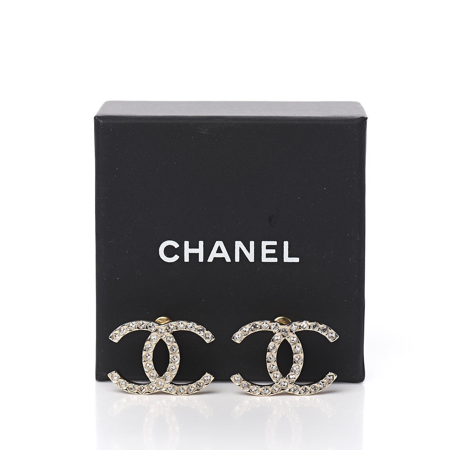 Chanel Baguette Crystal High Society CC Earrings Gold 5 of 5