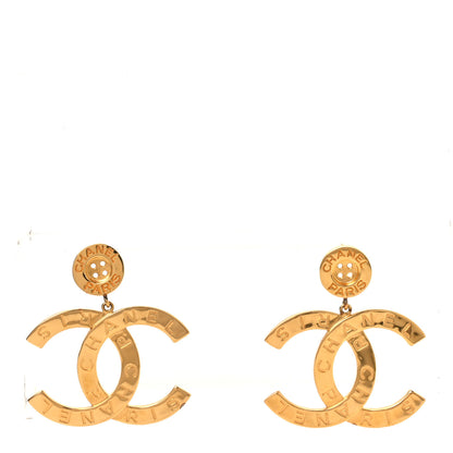 Chanel Metal Large Paris Button Earrings Gold 1 of 5