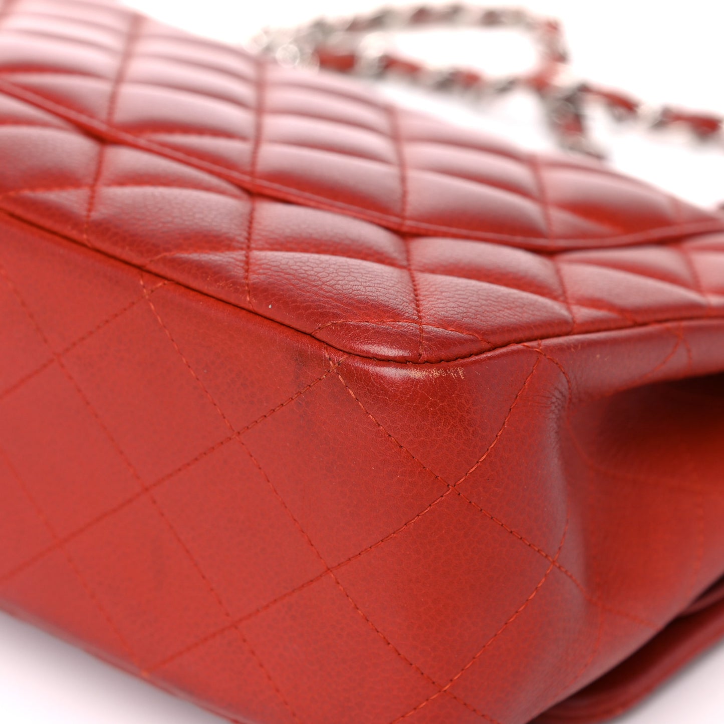 Caviar Quilted Jumbo Double Flap Red