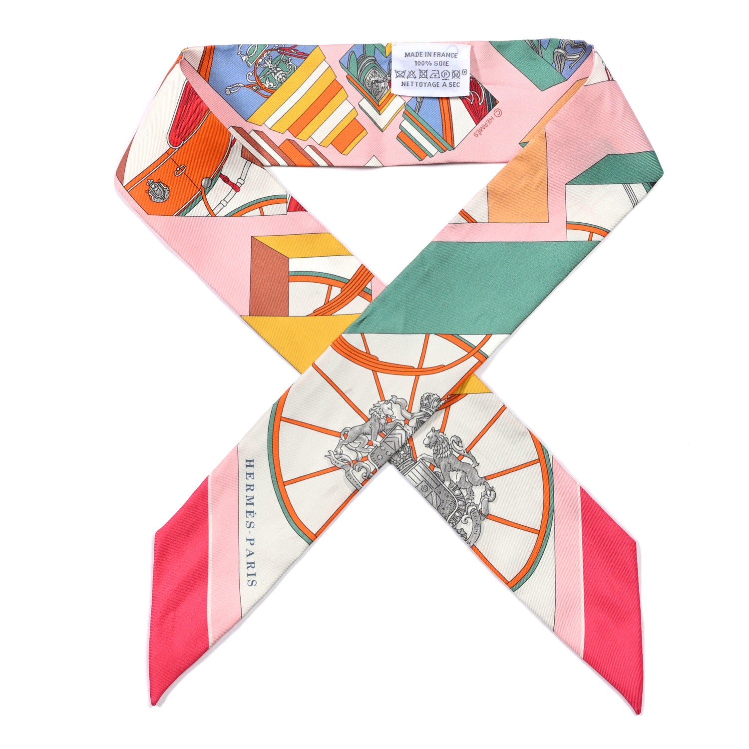 Hermes Silk Springs Springs Twilly Rose Vert Multicolor 1 of 4