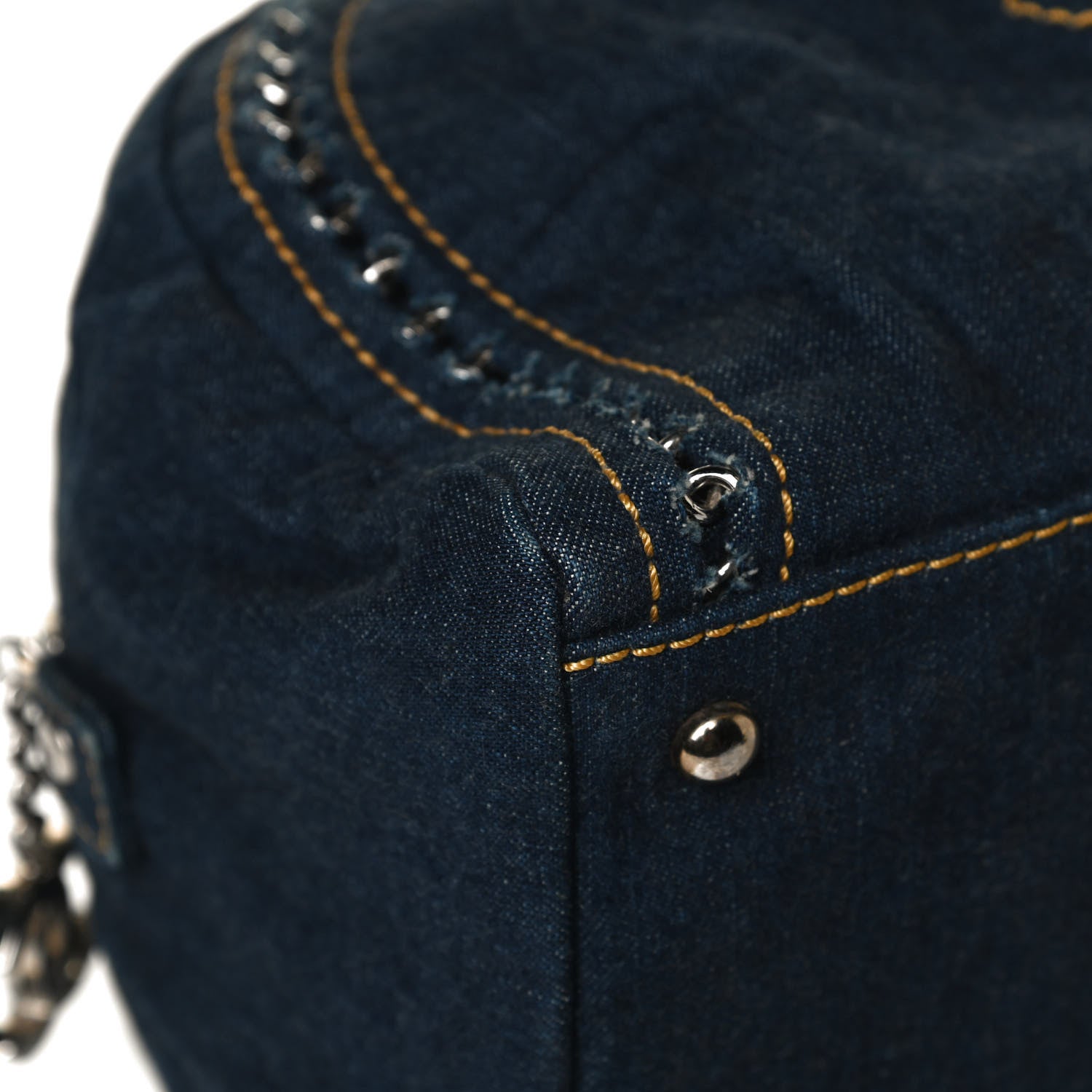 Chanel Denim Luxe Ligne Medium Bowler Blue 10 of 13