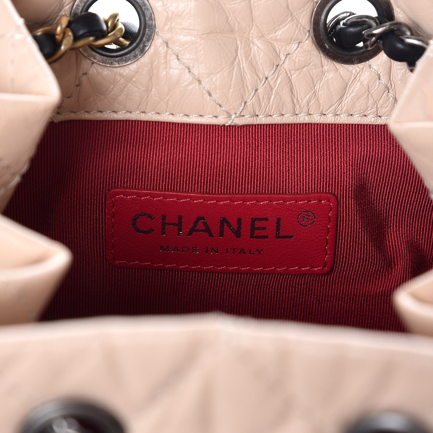 Chanel Aged Calfskin Quilted Small Gabrielle Backpack Beige Black 6 of 7