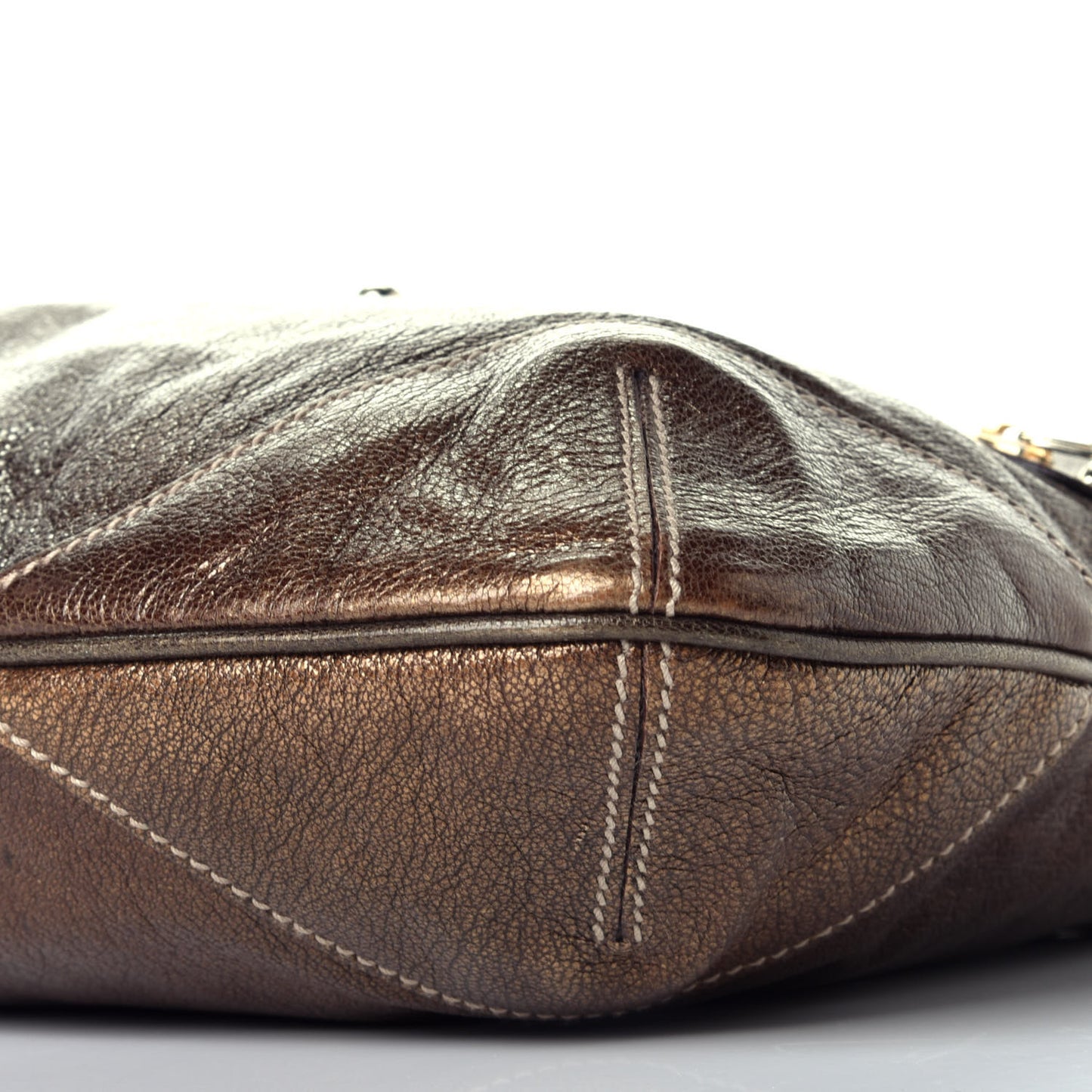 Metallic Calfskin Medium Capri Shoulder Bag Bronze