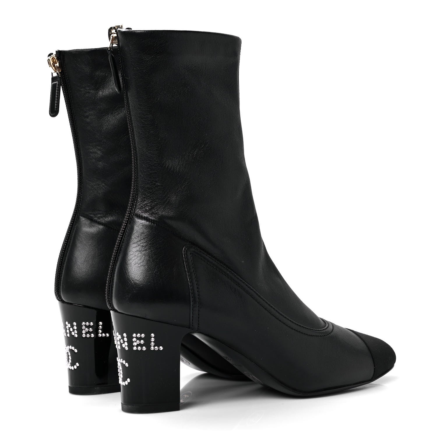 Chanel Lambskin Grosgrain Cap Toe Ankle Boots 36.5 Black 4 of 7