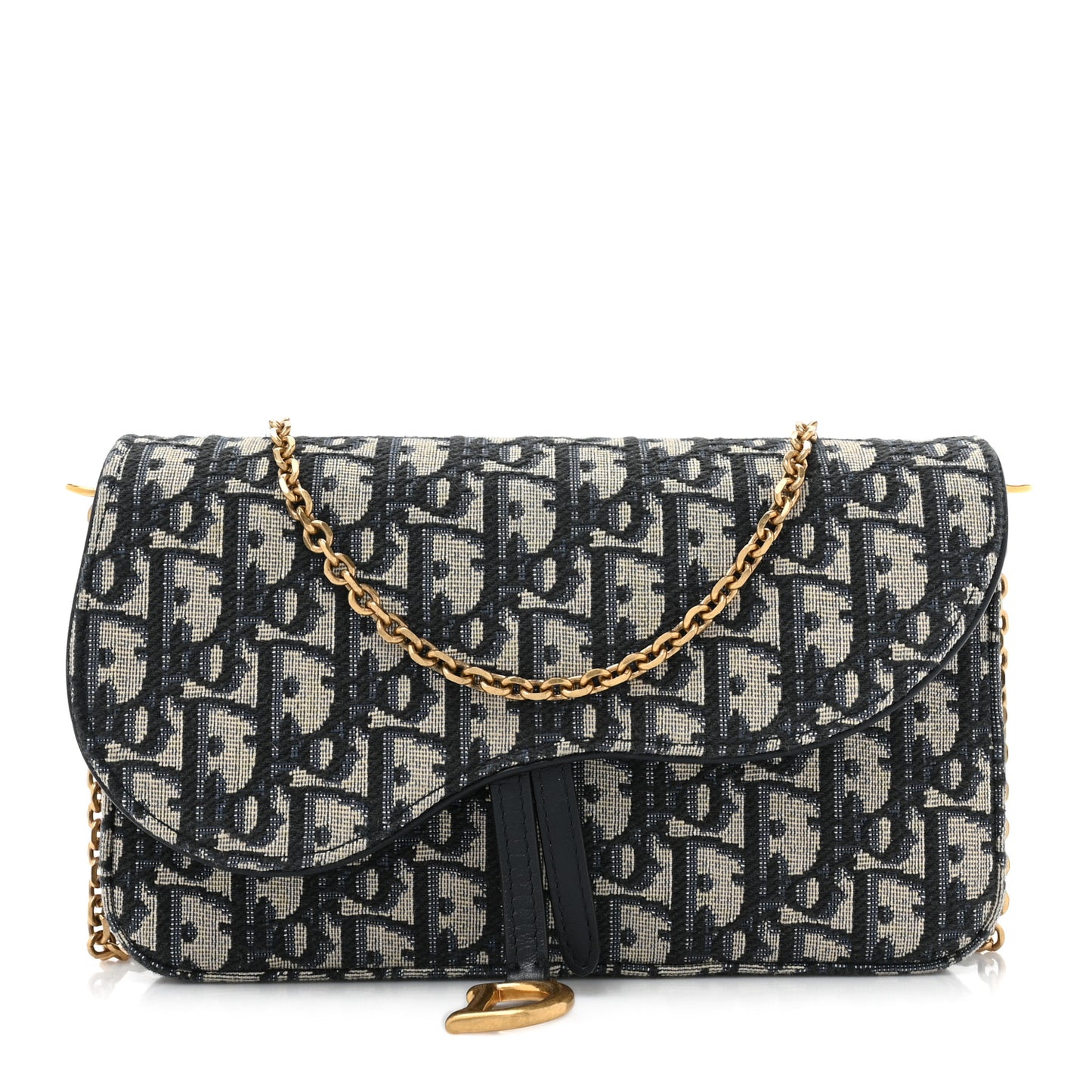 Oblique Saddle Chain Long Wallet Blue