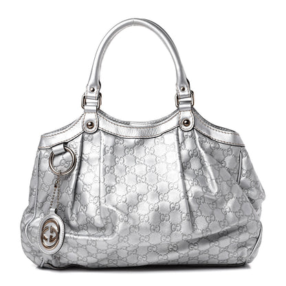 Gucci Guccissima Medium Sukey Tote Silver 1 of 11
