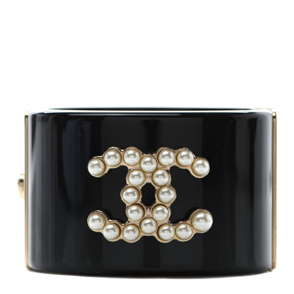 Chanel Resin Pearl CC Cuff Black 1 of 5