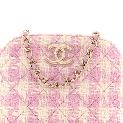 Chanel Tweed Quilted Mini Clutch With Chain Pink 8 of 11