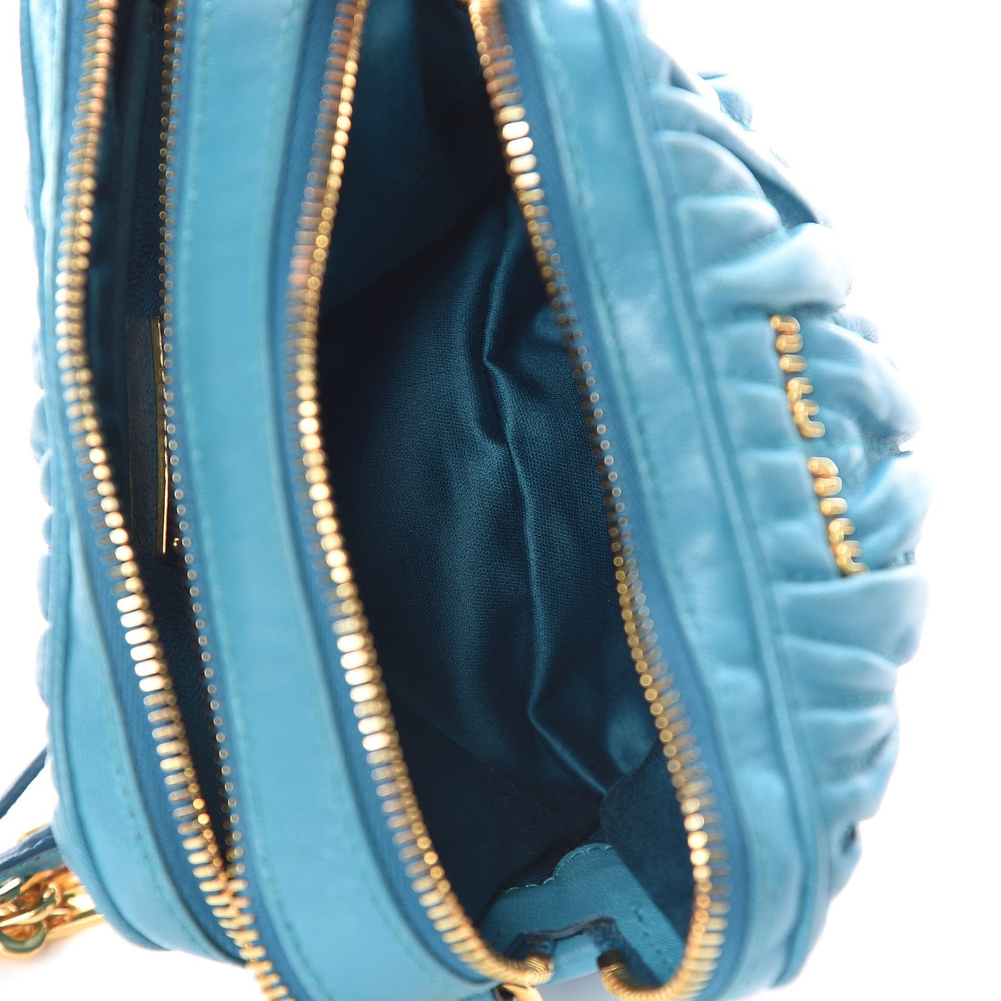 Nappa Matelasse Double Zip Chain Mini Shoulder Bag Blue